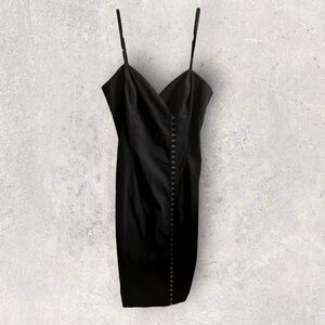 SASCH Black Satin Slip Dress with Hook & Eye Closure – Size Small